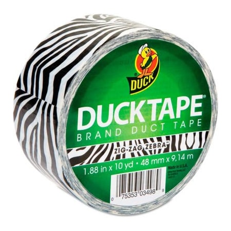 Shurtech Brands Duck Colored Duct Tape, 1.88"W x 10 yds - 3" Core - Zebra 1398132